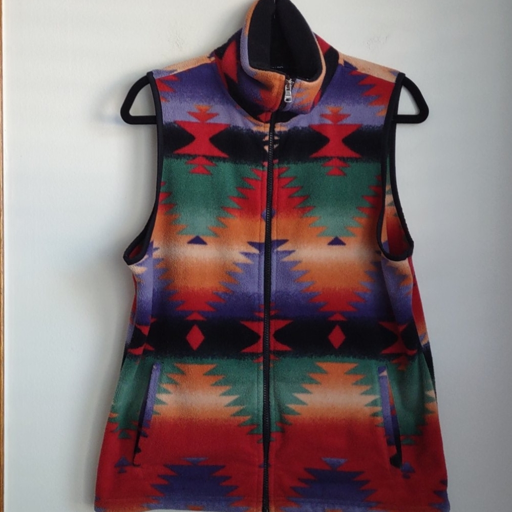 Southwestern print Fleece vest Sz M